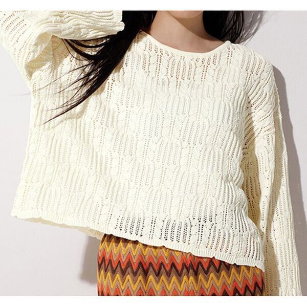 RANAN（ラナン）の「透かし柄短丈ニット（ニット・セーター）」｜詳細画像