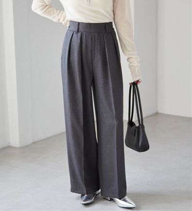 RANAN（ラナン）の「ウール調２タックワイドパンツ（フルレングスパンツ）」