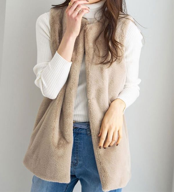 BELLUNA（ベルーナ）の「ホック付き！着映えるファーベスト（ベスト）」｜詳細画像