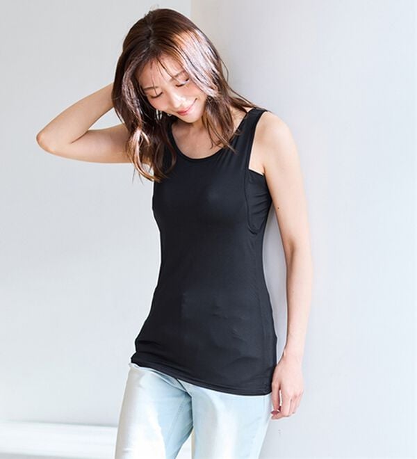 LAVIENNE（ラヴィエンヌ）の「【暑がりさん必見！】瞬間ひんやり冷感！カップ付タンクトップインナー＜さらりラボ＞（肌着・インナーウェア）」｜詳細画像