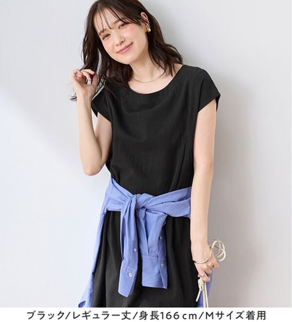 Viola e Viola（ヴィオラ エ ヴィオラ）の「【選べる２丈】綿１００％タック使いワンピース＜Ｓ～４Ｌ＞（チュニックワンピース）」｜詳細画像