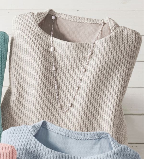 BELLUNA（ベルーナ）の「テンセル（ＴＭ）繊維混ストレッチプルオーバー（カットソー）」｜ライトグレー