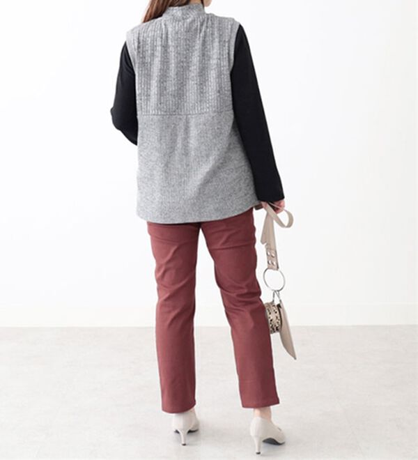 BELLUNA（ベルーナ）の「杢調テレコ素材裾ボタンアンサンブル（アンサンブル）」｜詳細画像