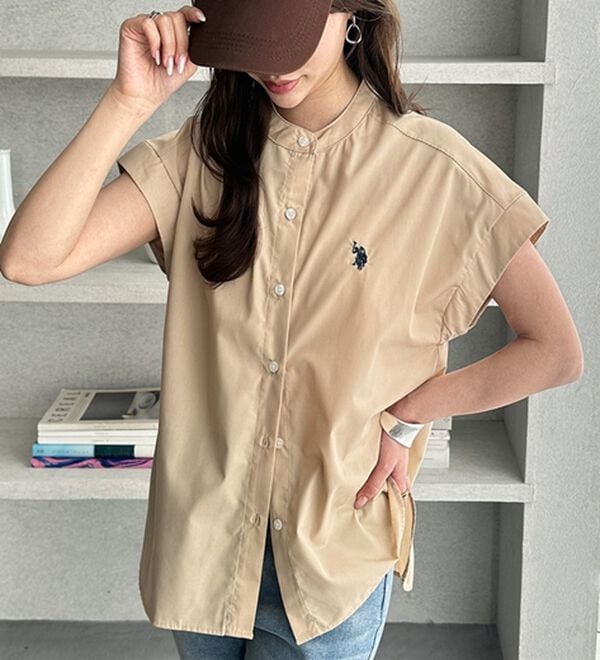 GeeRA（ジーラ）の「【ＵＳ．ＰＯＬＯ．ＡＳＳＮ】フレンチスリーブシャツ（シャツ）」｜ベージュ