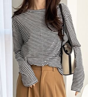 GeeRA（ジーラ）の「着回し自在！スラブシアートップス（カットソー）」｜白黒ボーダー