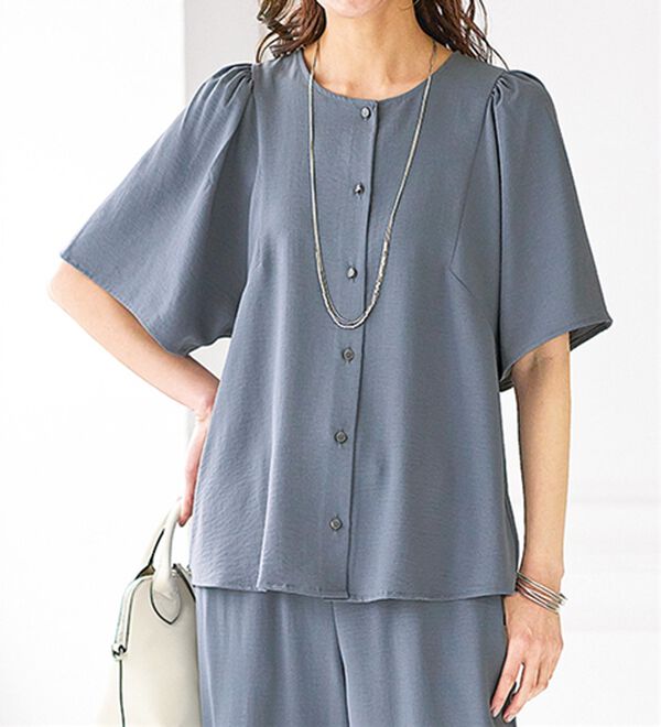 BELLUNA（ベルーナ）の「お手入れ楽々！ビンテージ素材ブラウス（ブラウス）」｜詳細画像