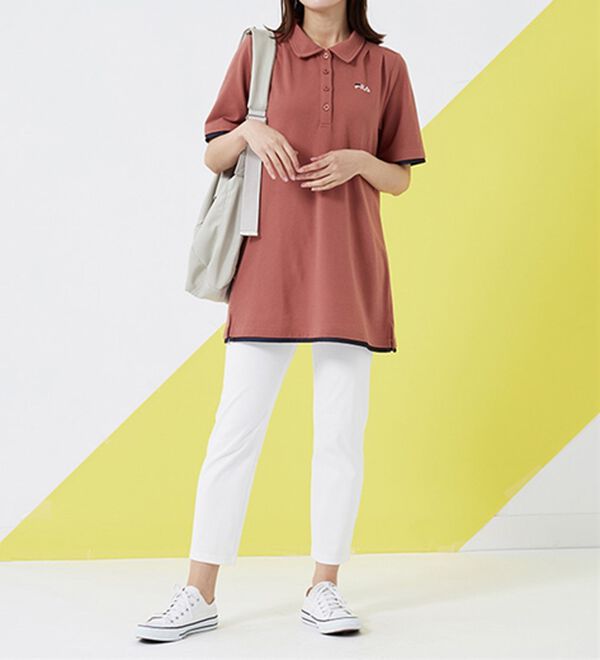 BELLUNA（ベルーナ）の「＜ＦＩＬＡ＞ひんやり！タック使い配色ポロチュニック（ポロシャツ）」｜詳細画像