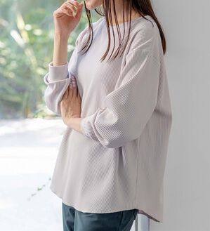 BELLUNA（ベルーナ）の「《快適Ｌａｂ．》 乾きやすい！ドライワッフルプルオーバー（カットソー）」｜グレージュ