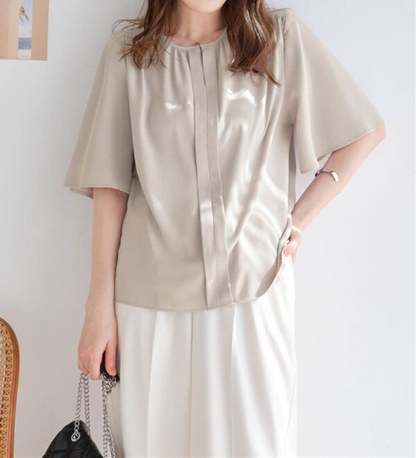 alotta（アロッタ）の「【接触冷感】前後２ＷＡＹギャザーブラウス（半袖）（ブラウス）」｜詳細画像