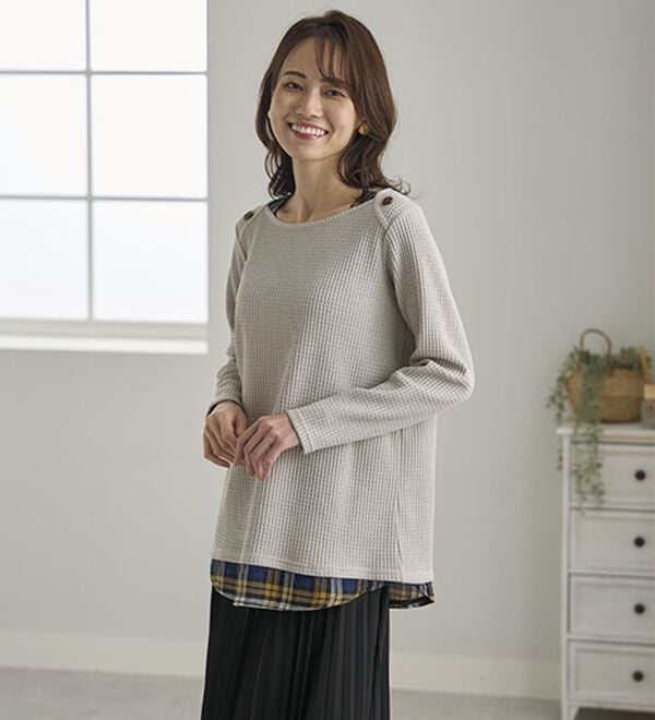 BELLUNA（ベルーナ）の「異素材重ね着風チュニック（チュニック）」｜詳細画像