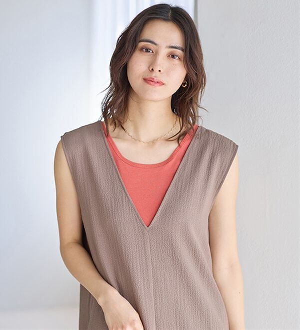 「【医師オススメ】ＵＶカット綿１００％カップ付タンクトップ＜カラフルコットン＞（肌着・インナーウェア）」｜詳細画像