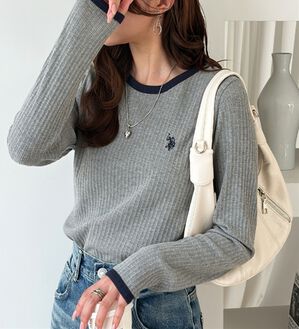 GeeRA（ジーラ）の「【U.S. POLO ASSN.】配色デザインリブロンT（カットソー）」｜グレー