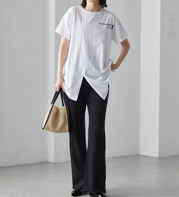 RANAN（ラナン）の「【接触冷感】ロゴプリントチュニックTシャツ（Tシャツ）」｜詳細画像