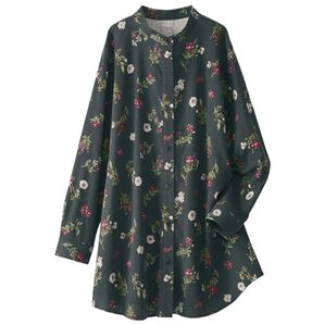 BELLUNA（ベルーナ）の「ナチュラル柄プリントロングブラウス（ブラウス）」｜チャコール