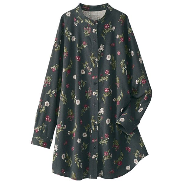 BELLUNA（ベルーナ）の「ナチュラル柄プリントロングブラウス（ブラウス）」｜チャコール