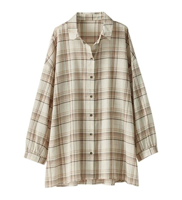 BELLUNA（ベルーナ）の「着るＵＶ対策！綿１００％デザインチェックシャツ（シャツ）」｜詳細画像