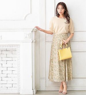 alotta（アロッタ）の「ネックパール５分袖ニットトップス（ニット・セーター）」｜アイボリー