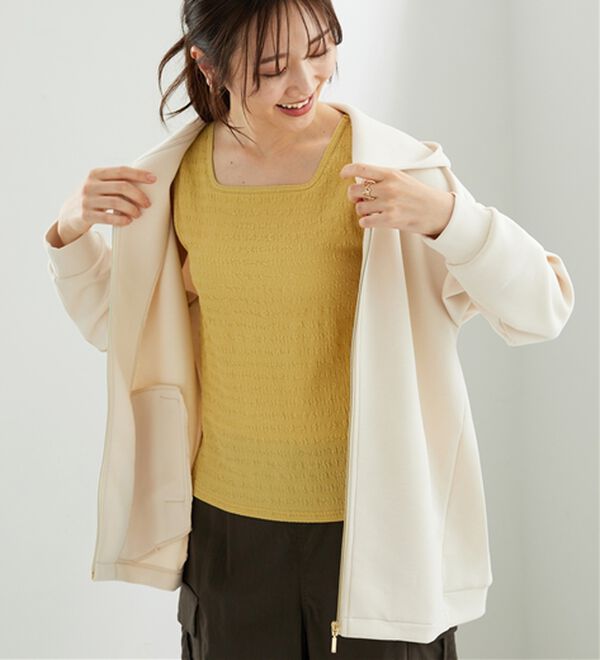 BELLUNA（ベルーナ）の「【快適Ｌａｂ．】とろみ素材裾タックパーカー（パーカー）」｜詳細画像