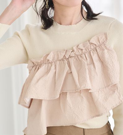 RANAN（ラナン）の「フリルドッキングリブニット（ニット・セーター）」