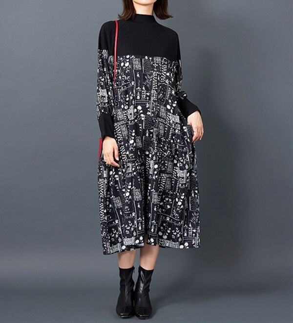 BELLUNA（ベルーナ）の「【Ｌａｇｒｉｌｕａ】ニット切替プリントワンピース（プリントワンピース）」｜詳細画像