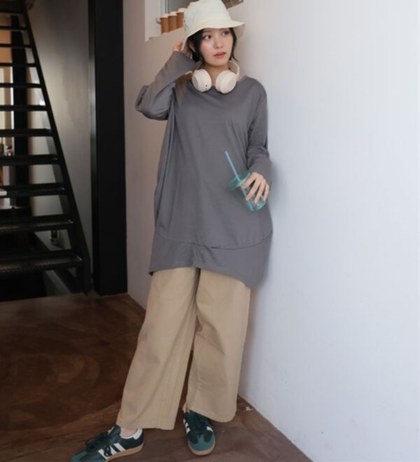 A HAPPY MARILYN（アハッピーマリリン）の「【Ｍ～８Ｌ】長袖・七分袖・半袖 コクーン シルエット チュニック（チュニック）」｜詳細画像