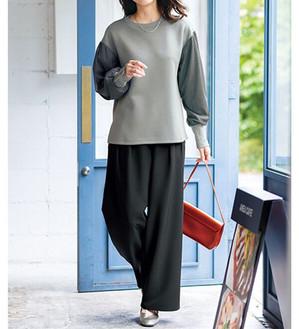 BELLUNA（ベルーナ）の「上品ツータックワイドパンツ（ワイドパンツ・ガウチョ）」｜詳細画像