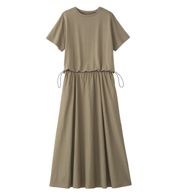 Viola e Viola（ヴィオラ エ ヴィオラ）の「【Ｍ～５Ｌ】ゆったり異素材ドッキングワンピース（ドッキングワンピース）」｜詳細画像