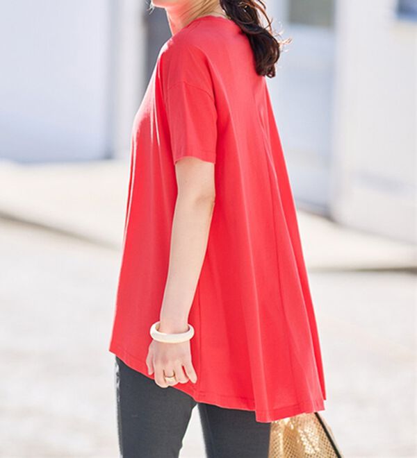 RANAN（ラナン）の「＜ＢＣ＞綿１００％ひんやりフレアーシルエットチュニック（カットソー）」｜詳細画像