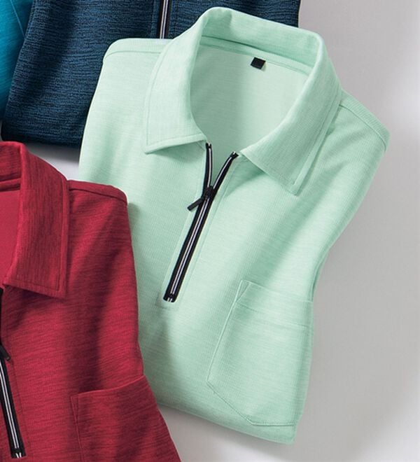 「アクティブハーフジップポロ（メンズポロシャツ）」｜ミント(長袖)