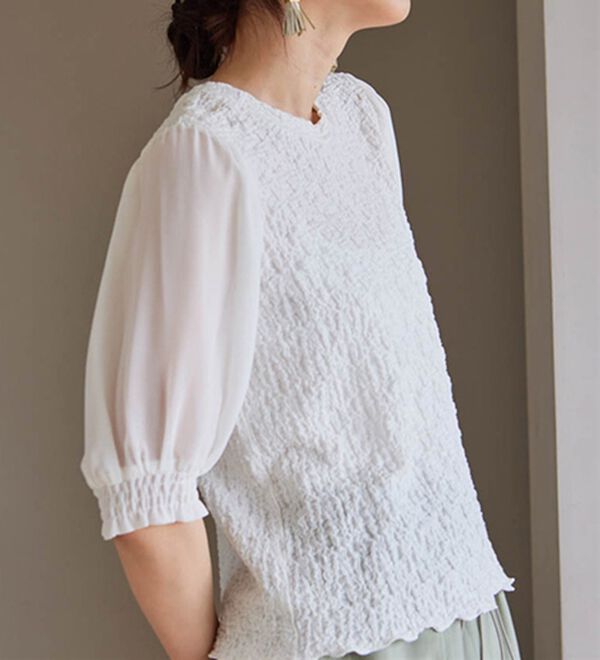 RANAN（ラナン）の「ボリューム袖ぽこぽこＴシャツ（カットソー）」｜詳細画像