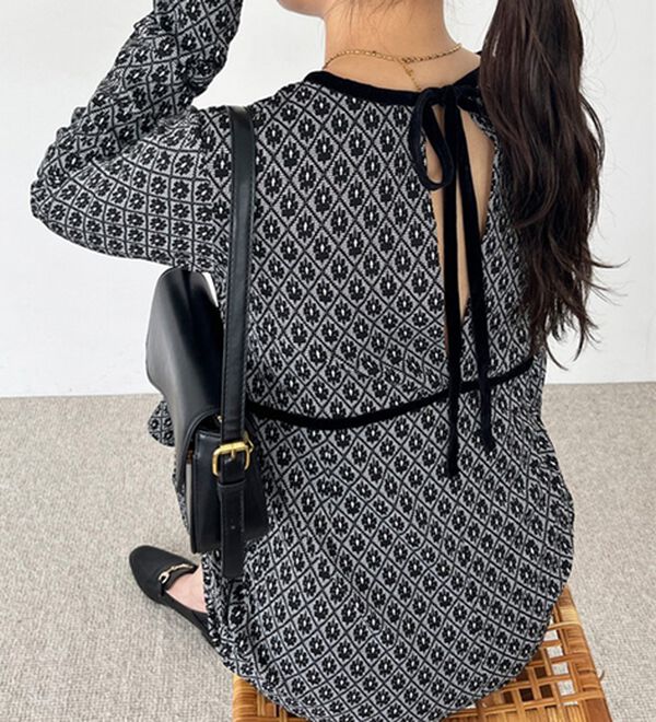 GeeRA（ジーラ）の「フラワージャカードパイピングワンピース（その他ワンピース）」｜詳細画像