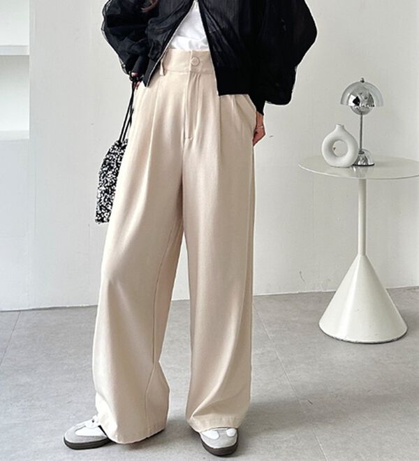 GeeRA（ジーラ）の「着心地抜群！ハイウエストダブルタックワイドパンツ（フルレングスパンツ）」｜詳細画像