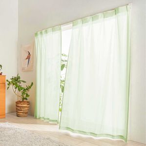 iellio（イエリオ）の「断熱保温ＵＶカット採光レースカーテン２枚組＜夜も見えにくい・透けにくい・ミラーレース・省エネ節電＞（レースカーテン）」｜ペールグリーン