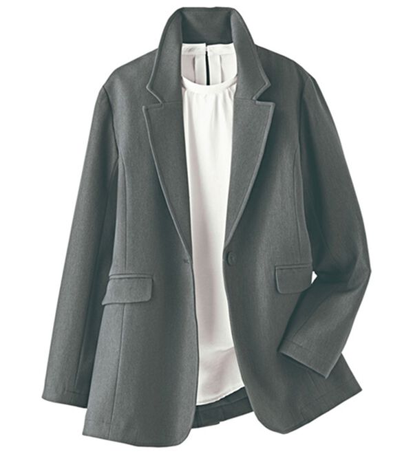 BELLUNA（ベルーナ）の「カジュアルコーデを格上げ！ウール調テーラードジャケット　ロング丈（テーラードジャケット）」｜杢グレー