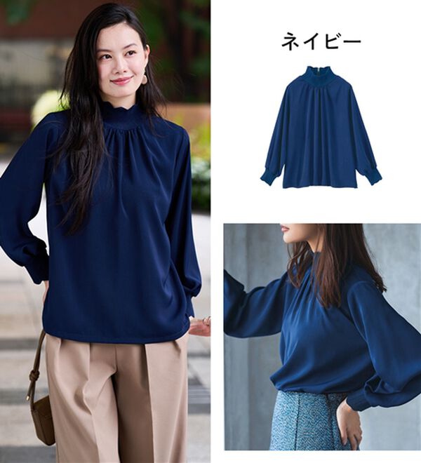 RANAN（ラナン）の「スカラップリブニット使いブラウス（ブラウス）」｜詳細画像