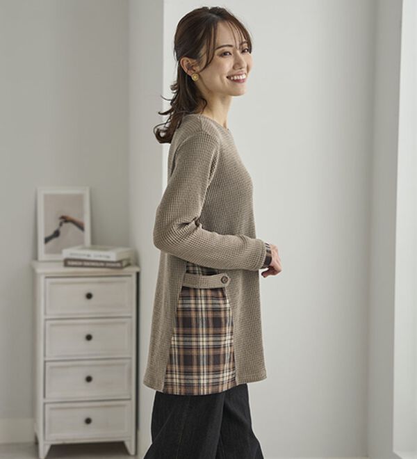 BELLUNA（ベルーナ）の「異素材重ね着風チュニック（チュニック）」｜詳細画像