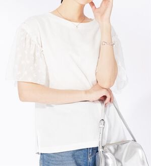 BELLUNA（ベルーナ）の「袖シアードット切替プルオーバー（カットソー）」｜オフ白