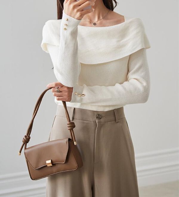 RANAN（ラナン）の「アシメオフショルリブニット（ニット・セーター）」｜詳細画像