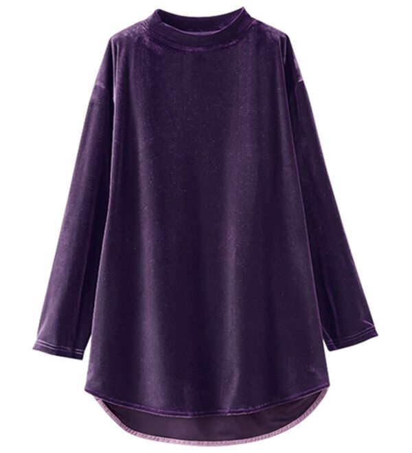 BELLUNA（ベルーナ）の「ベロア素材裾ラウンドチュニック（チュニック）」｜パープル
