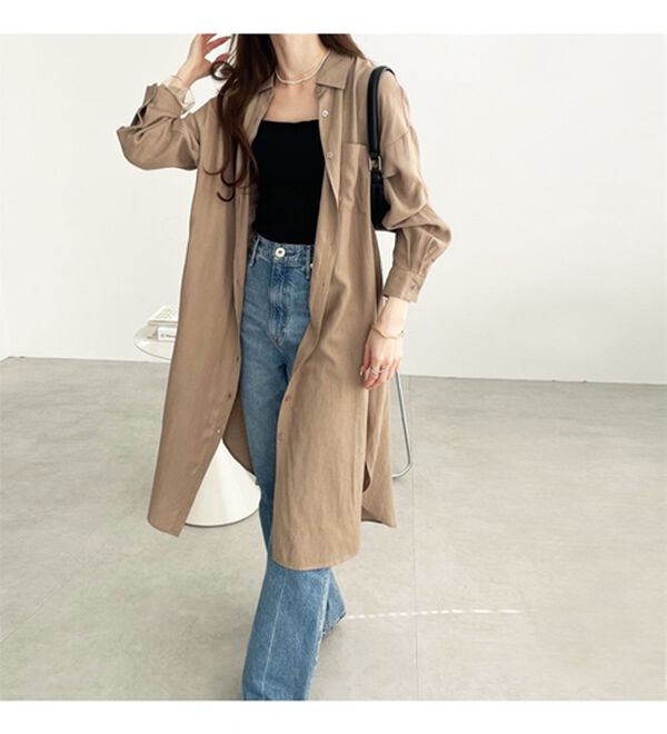 GeeRA（ジーラ）の「スリット入りロングシャツワンピース（シャツワンピース）」｜詳細画像