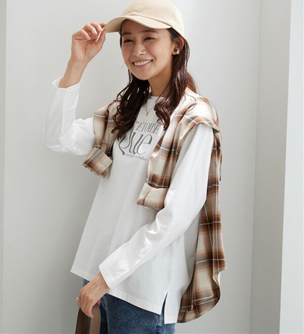 BELLUNA（ベルーナ）の「【着回しのミカタ！】綿100％大人顔サマ見えプリントロンT（カットソー）」｜詳細画像