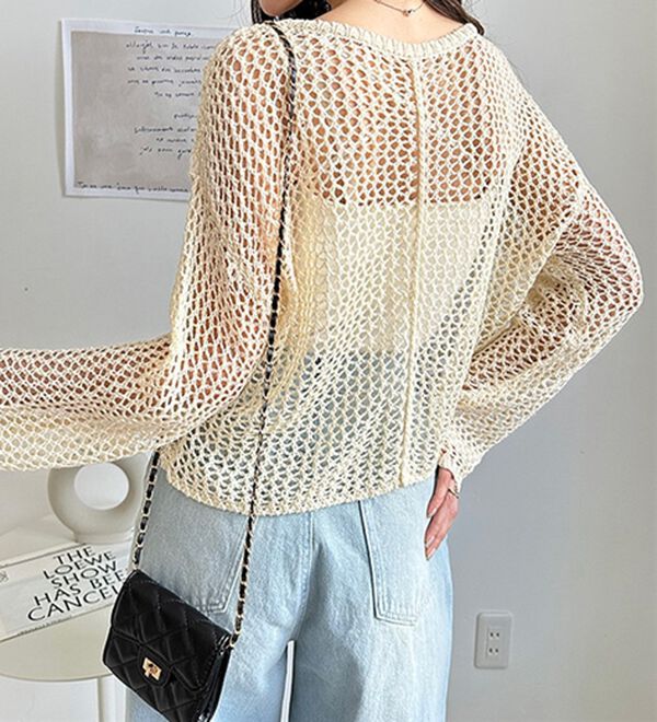 GeeRA（ジーラ）の「透かし編みメッシュニットプルオーバー（ニット・セーター）」｜詳細画像