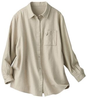BELLUNA（ベルーナ）の「《ＨｕｇＲｅａｍコットン》ポケットシャツ（シャツ）」｜グレージュ
