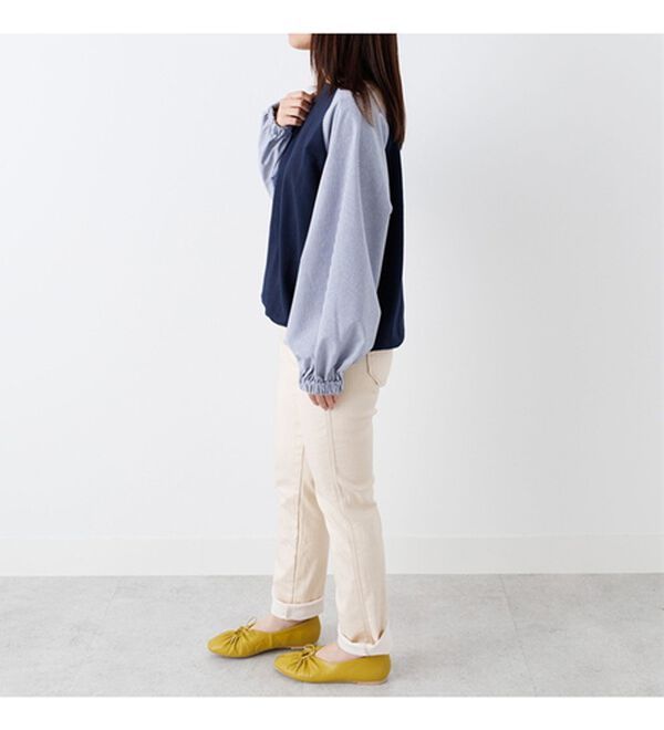 Viola e Viola（ヴィオラ エ ヴィオラ）の「綿混ミニ裏毛ストライプ切替トップス（カットソー）」｜詳細画像