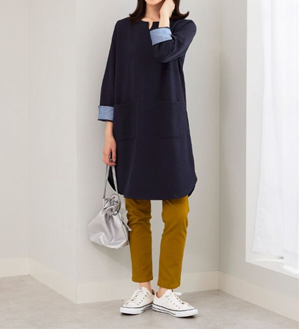 BELLUNA（ベルーナ）の「ポケット付ボーダージャカードワンピース（その他ワンピース）」｜詳細画像