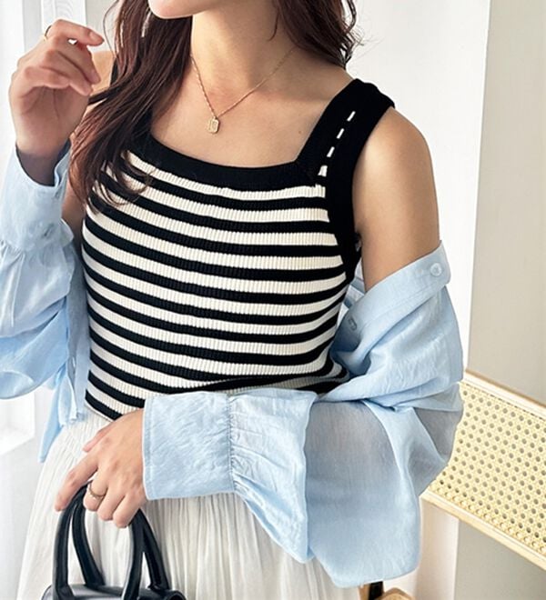 GeeRA（ジーラ）の「２ＷＡＹ配色ニットタンクトップ（ニット・セーター）」｜詳細画像