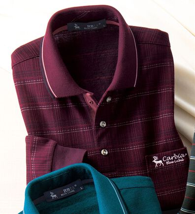 「＜カルビア＞柄違いが嬉しい裏起毛ポロシャツ（メンズシャツ）」