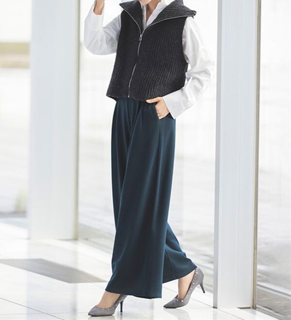 RANAN（ラナン）の「柔らかあったか！裏起毛ロングフレアガウチョパンツ（フルレングスパンツ）」｜詳細画像