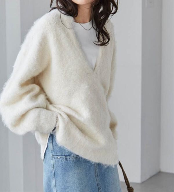 RANAN（ラナン）の「ディープキーネックシャギーニット（ニット・セーター）」｜詳細画像