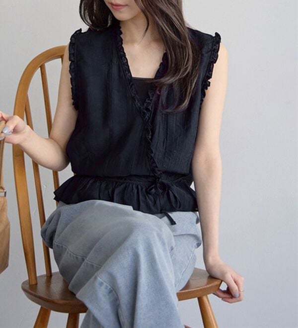 CHAN ME（チャンミ）の「カシュクールフリルブラウス（ブラウス）」｜詳細画像